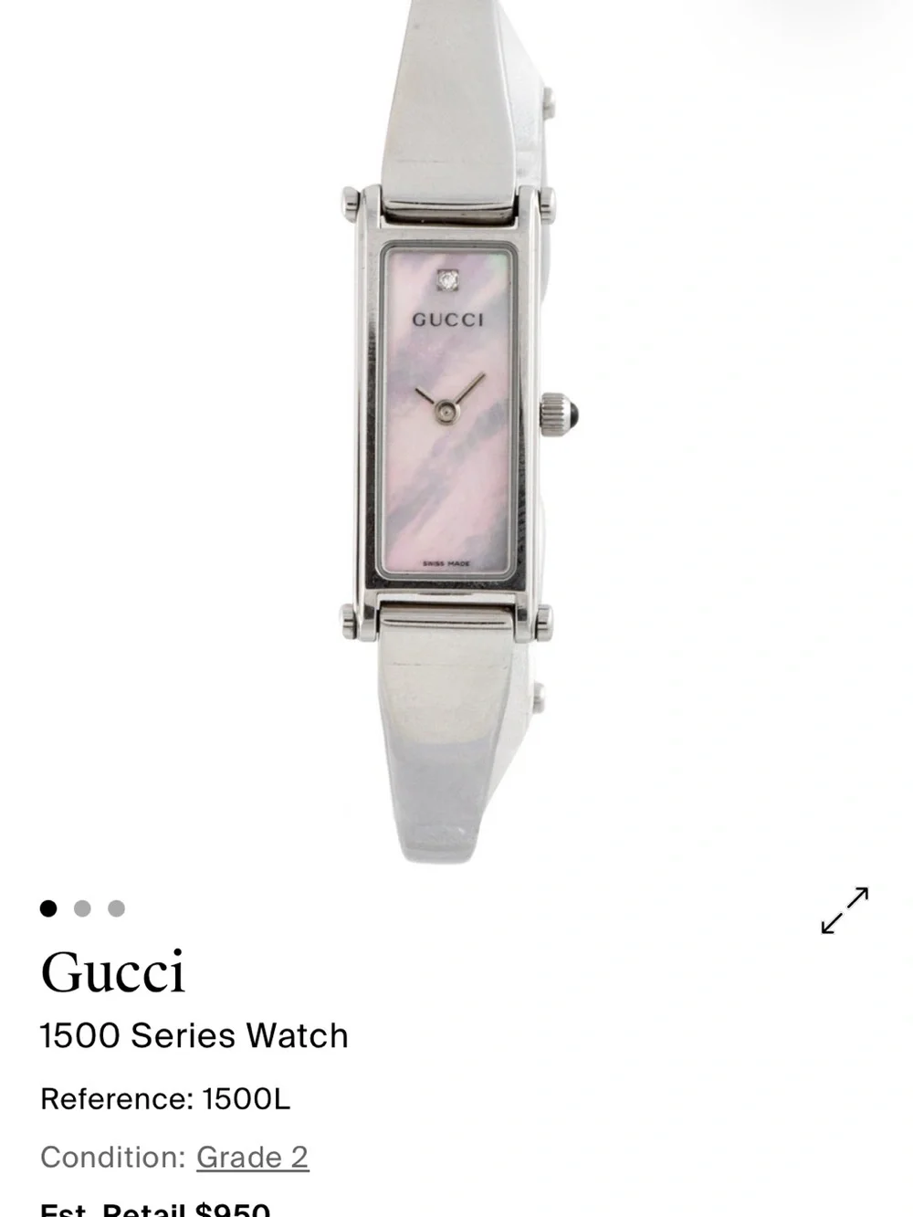 Gucci Silver Bracelet Watch with Pink Mother-of-Pearl Dial